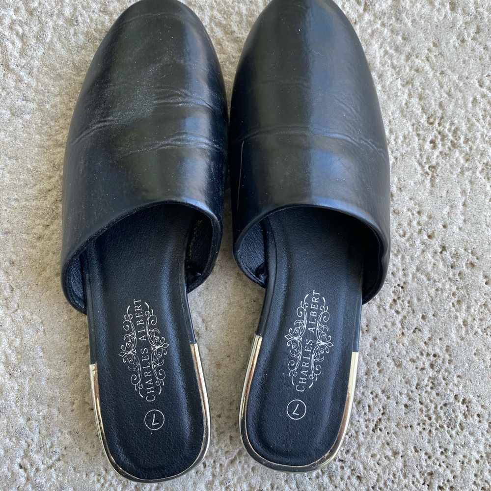 Black mules low heel